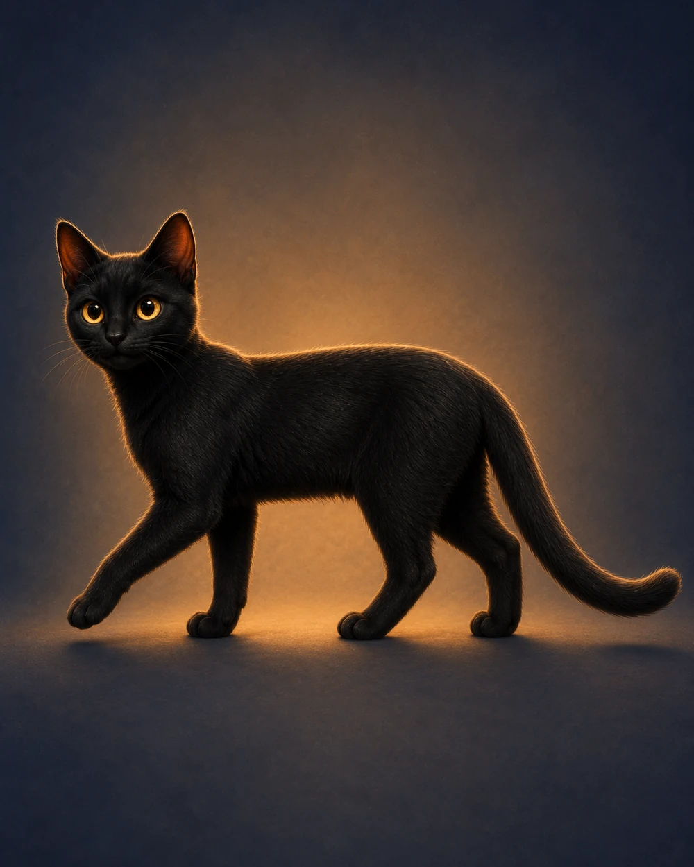 02 · 측면 걷기 자세의 전신 Lumi black cat character