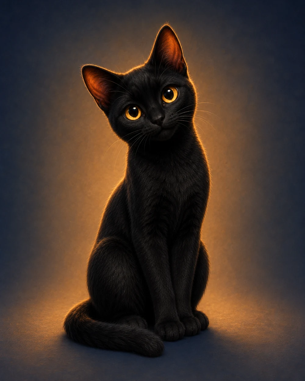 03 · 고개 갸웃 자세의 전신 Lumi black cat character