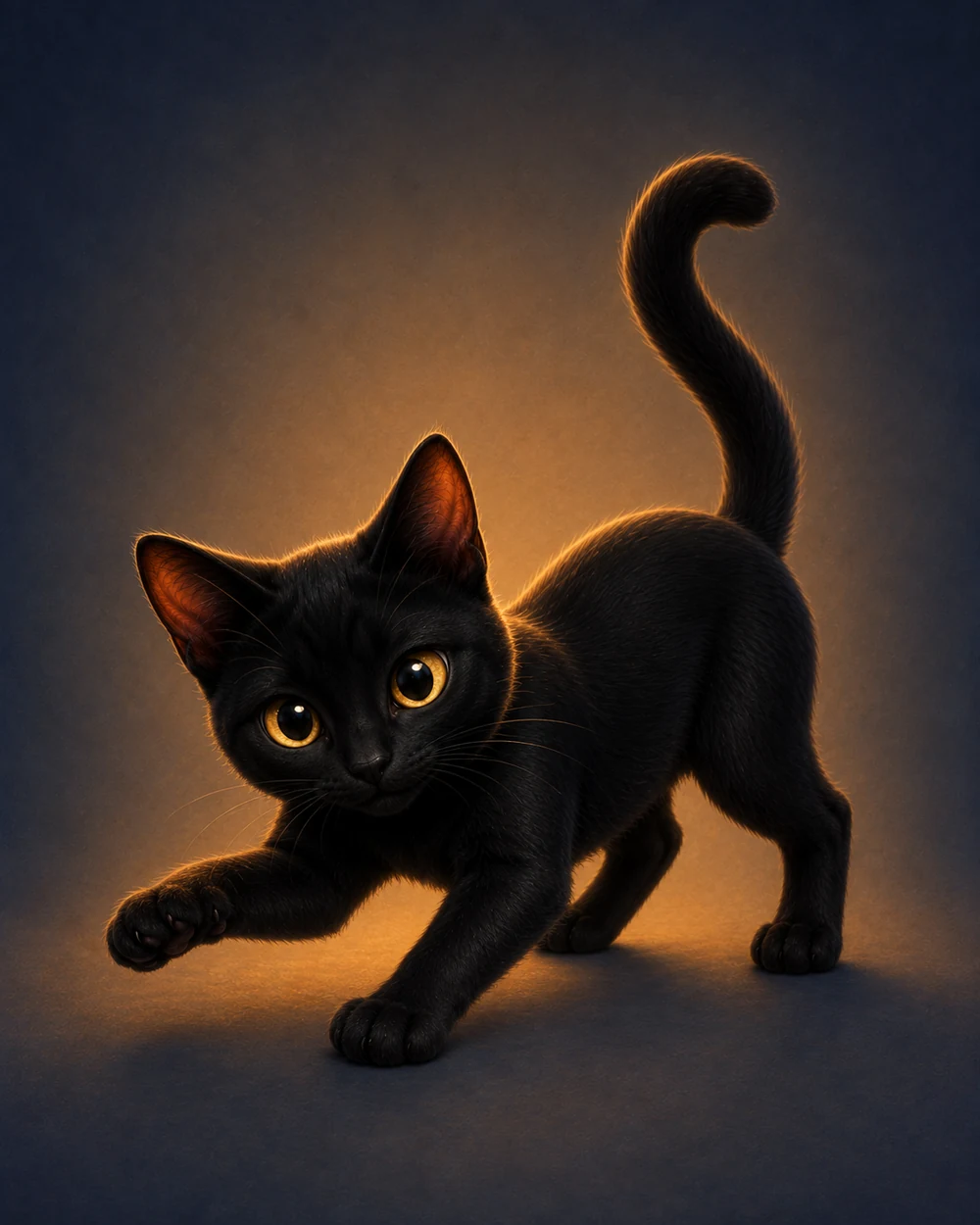 04 · 장난스러운 앞발 자세의 전신 Lumi black cat character